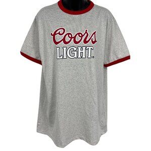 Coors Light Gray Red Graphic Tee Shirt Large Crew Neck Short Sleeve Unisex New